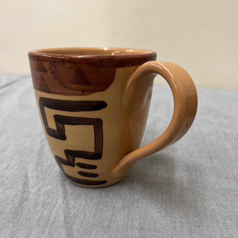 Starbucks Mugs Hand Painted In Italy Primitive Tribal Brown Tan FS Charity - Picture 9 of 9
